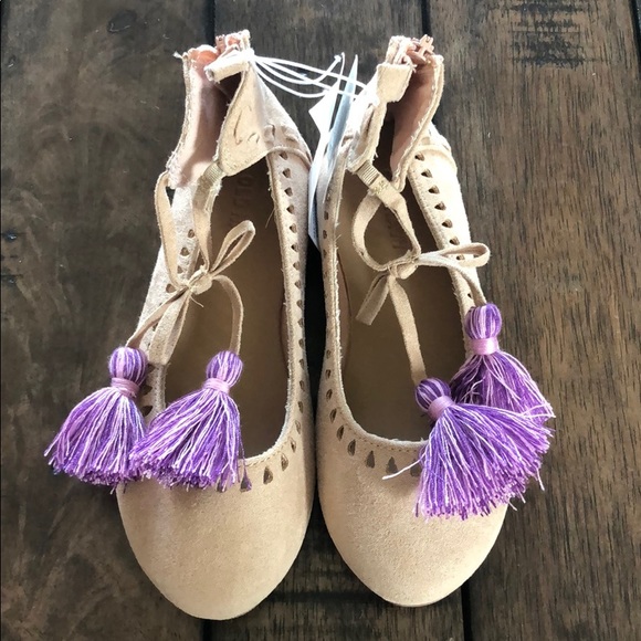 Old Navy Suede Ballet Flats with Purple Tassel - Picture 1 of 6